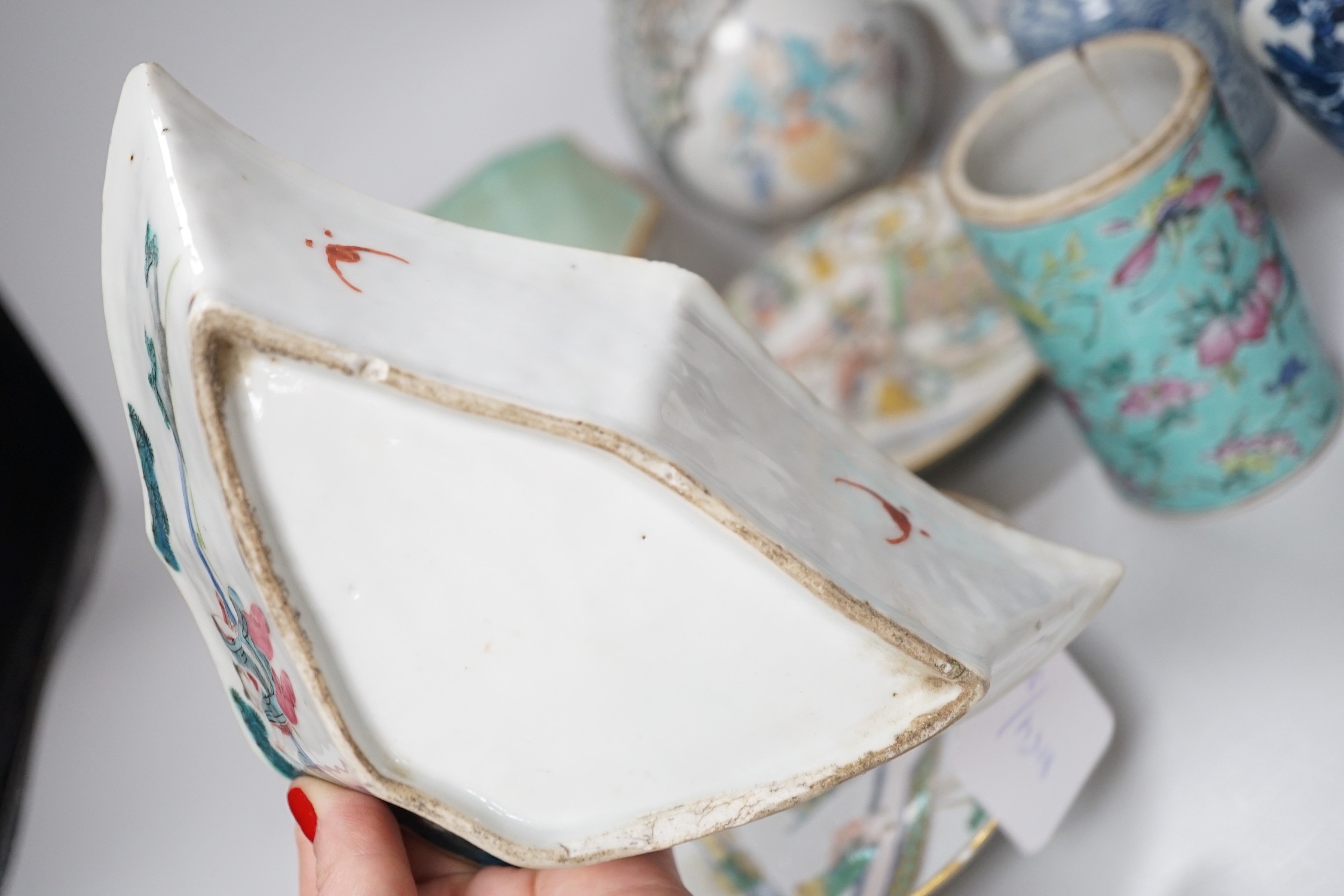 A group of eight items of Chinese ceramics, some damage